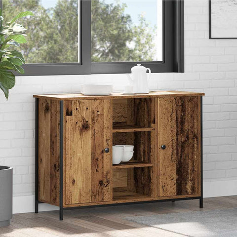 vidaXL Sideboard Old Wood 100x35x70 cm Engineered Wood and Steel