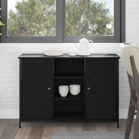 vidaXL Sideboard Black Oak 100x35x70 cm Engineered Wood and Steel