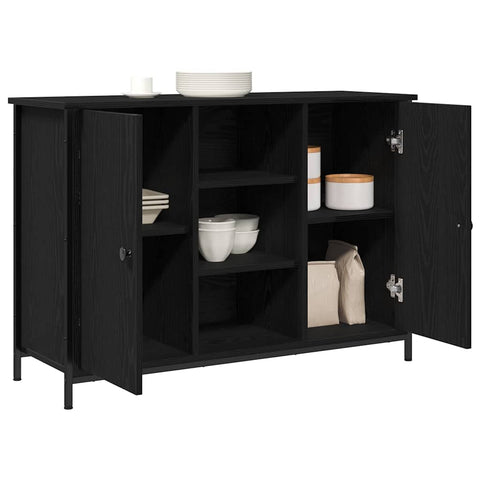 vidaXL Sideboard Black Oak 100x35x70 cm Engineered Wood and Steel