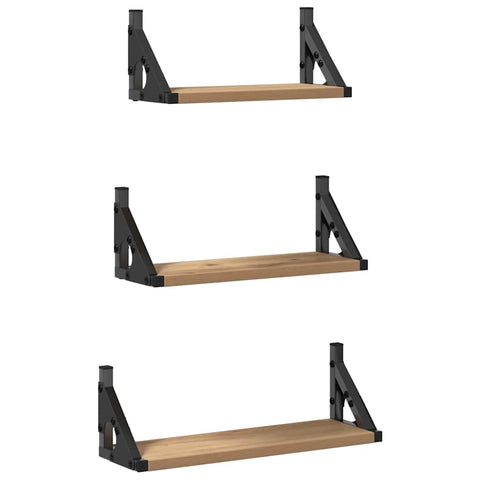 vidaXL 3 Piece Wall Shelf Set Smoked Oak Engineered Wood