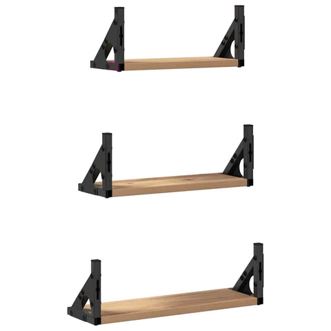 vidaXL 3 Piece Wall Shelf Set Smoked Oak Engineered Wood