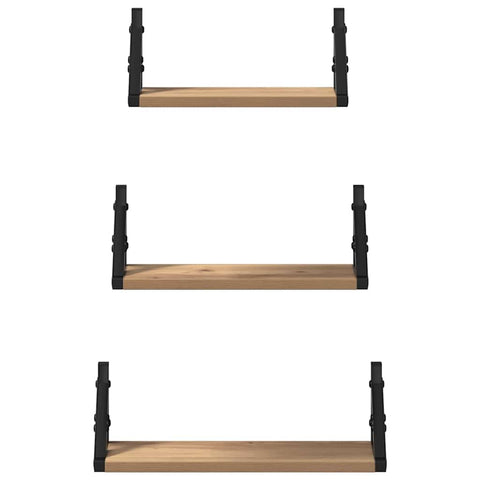 vidaXL 3 Piece Wall Shelf Set Smoked Oak Engineered Wood