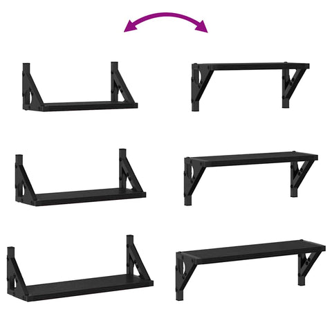 vidaXL 3 Piece Wall Shelf Set Black Oak Engineered Wood