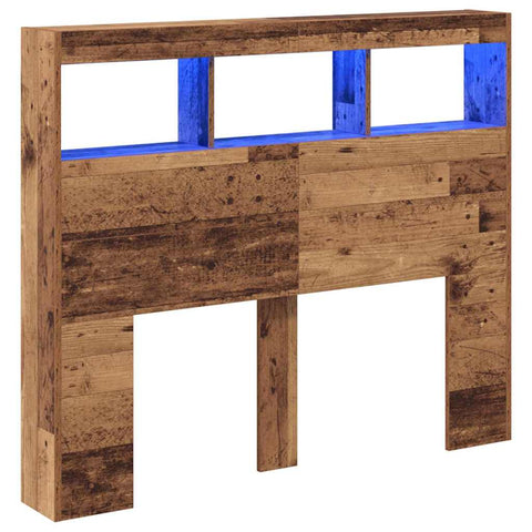 vidaXL Headboard Cabinet with LED Old Wood 120 x 17 x 102 cm