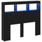 vidaXL Headboard Cabinet with LED Black oak 122 x 17 x 102 cm