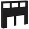 vidaXL Headboard Cabinet with LED Black oak 122 x 17 x 102 cm