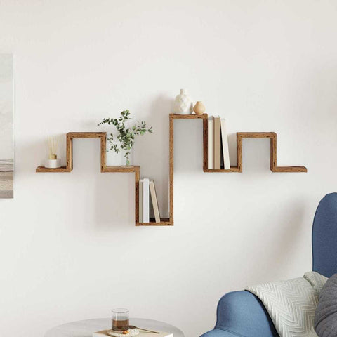 vidaXL Wall Shelf Old Wood 104,5x10x43 cm Engineered Wood