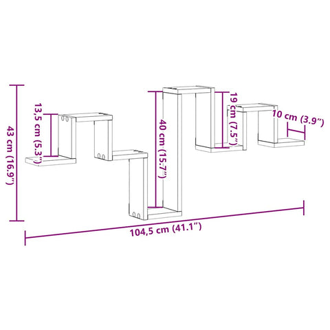 vidaXL Wall Shelf Old Wood 104,5x10x43 cm Engineered Wood
