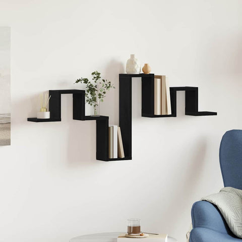 vidaXL Wall Shelf Black Oak 104,5x10x43 cm Engineered Wood