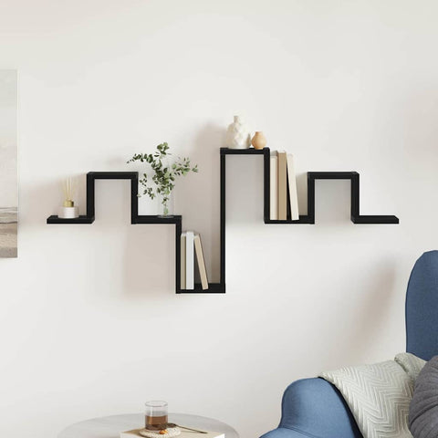 vidaXL Wall Shelf Black Oak 104,5x10x43 cm Engineered Wood