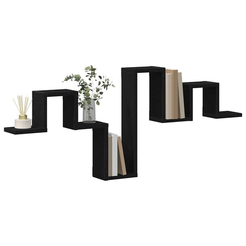 vidaXL Wall Shelf Black Oak 104,5x10x43 cm Engineered Wood