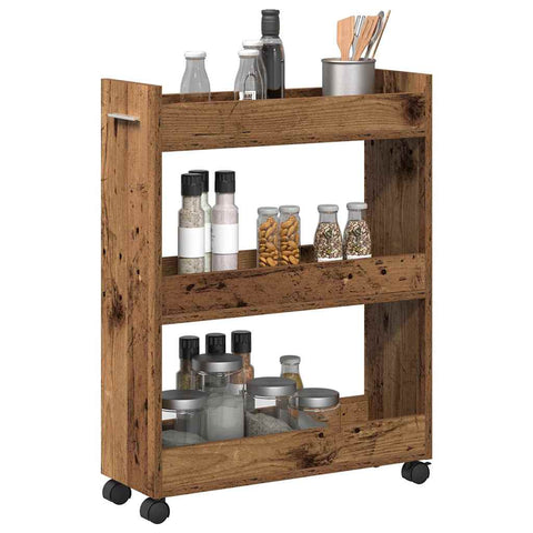 vidaXL Cabinet with Wheel Old wood 60 x 22 x 79 cm Engineered Wood