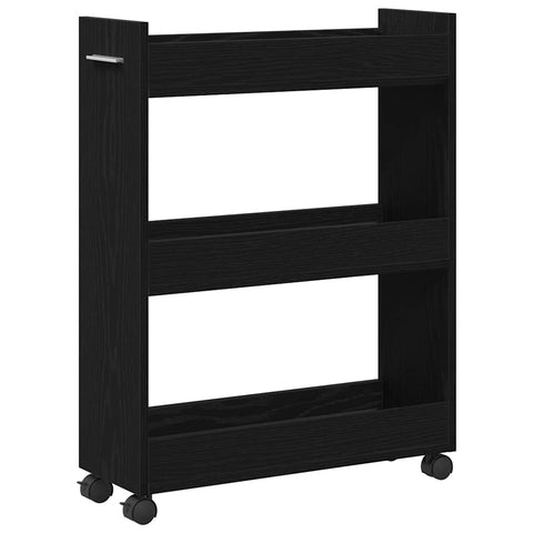 vidaXL Rolling Cabinet Black Oak 60x22x79 cm Engineered Wood
