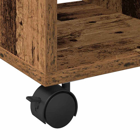 vidaXL Side Table with Wheels - Old Wood, 50x30x55 cm, Engineered Wood