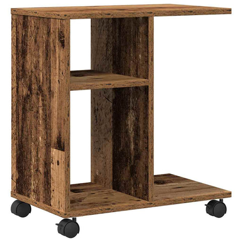 vidaXL Side Table with Wheels - Old Wood, 50x30x55 cm, Engineered Wood
