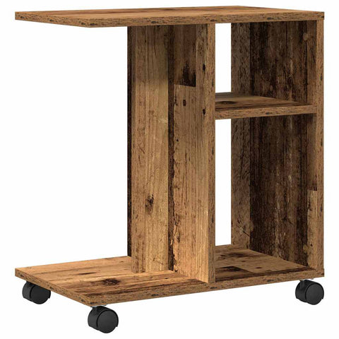 vidaXL Side Table with Wheels - Old Wood, 50x30x55 cm, Engineered Wood