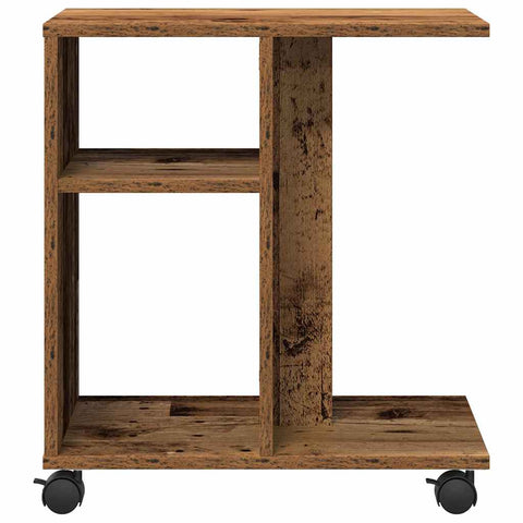 vidaXL Side Table with Wheels - Old Wood, 50x30x55 cm, Engineered Wood
