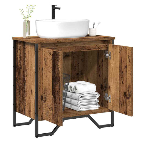 vidaXL Sink Cabinet with Door Old Wood 60 x 35 x 60 cm Engineered wood