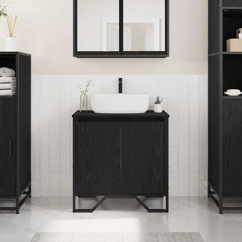 vidaXL Sink Cabinet Black Oak 60 x 35 x 60 cm Engineered wood