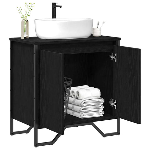 vidaXL Sink Cabinet Black Oak 60 x 35 x 60 cm Engineered wood