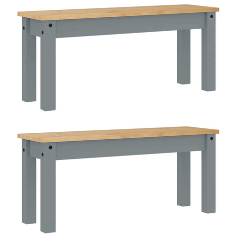 vidaXL 3 Piece Dining Set Panama Grey Solid Wood Pine