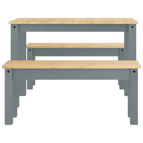 vidaXL 3 Piece Dining Set Panama Grey Solid Wood Pine