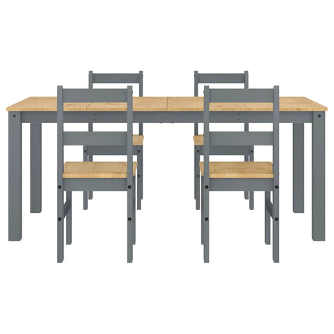 vidaXL 5 Piece Dining Set Panama Grey Solid Wood Pine
