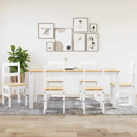 vidaXL 7 Piece Dining Set Panama White Solid Wood Pine