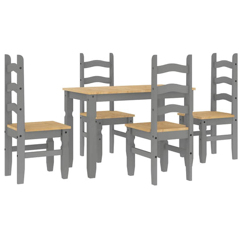 vidaXL 5 Piece Dining Set Panama Grey Solid Wood Pine