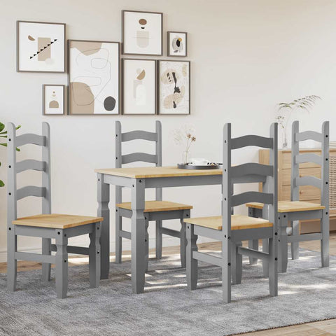 vidaXL 5 Piece Dining Set Panama Grey Solid Wood Pine
