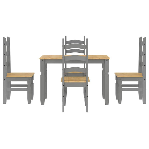 vidaXL 5 Piece Dining Set Panama Grey Solid Wood Pine