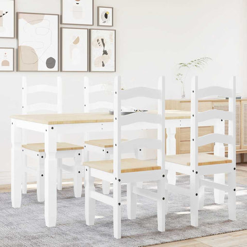 vidaXL 5 Piece Dining Set Panama White Solid Wood Pine