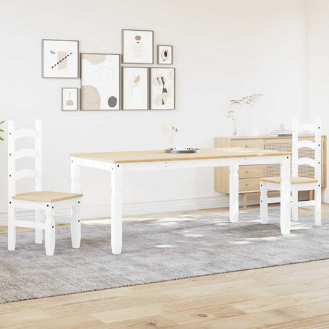 vidaXL 3 Piece Dining Set Panama White Solid Wood Pine