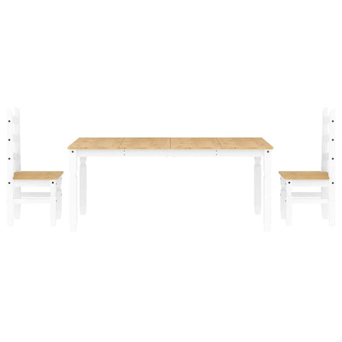 vidaXL 3 Piece Dining Set Panama White Solid Wood Pine