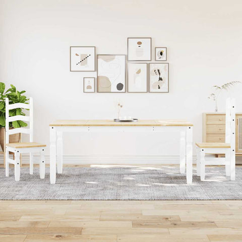 vidaXL 3 Piece Dining Set Panama White Solid Wood Pine