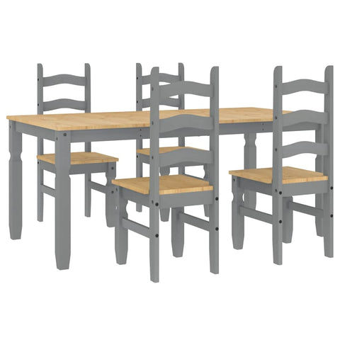 vidaXL 5 Piece Dining Set Panama Grey Solid Wood Pine