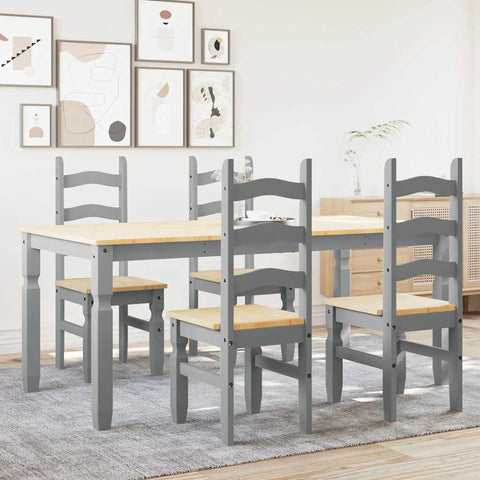 vidaXL 5 Piece Dining Set Panama Grey Solid Wood Pine