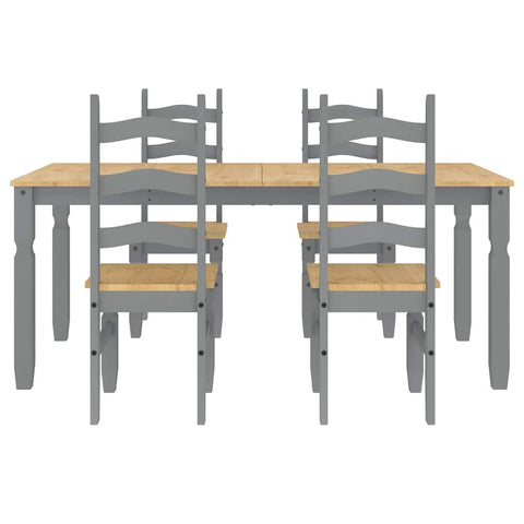 vidaXL 5 Piece Dining Set Panama Grey Solid Wood Pine
