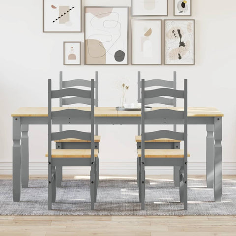 vidaXL 5 Piece Dining Set Panama Grey Solid Wood Pine