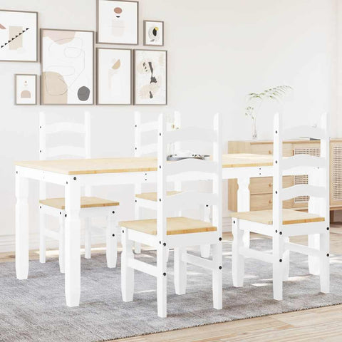 vidaXL 5 Piece Dining Set Panama White Solid Wood Pine