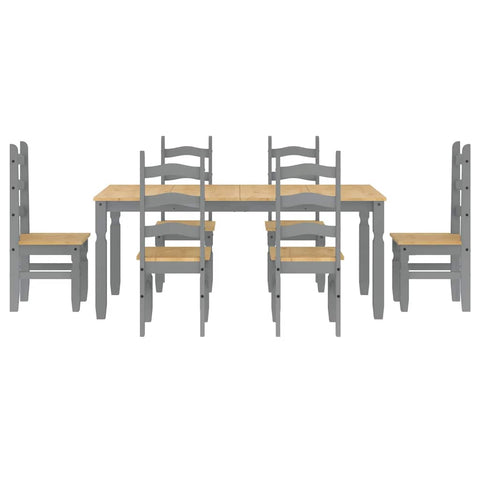 vidaXL 7 Piece Dining Set Panama Grey Solid Wood Pine
