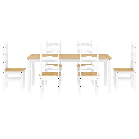vidaXL 7 Piece Dining Set Panama White Solid Wood Pine