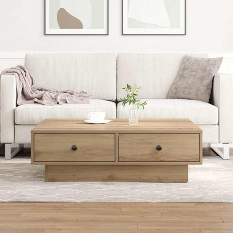 vidaXL Coffee Table Artisan oak Veneer, MDF 90 x 90 x 28 cm Storage