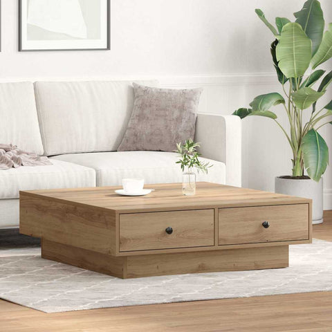 vidaXL Coffee Table Artisan oak Veneer, MDF 90 x 90 x 28 cm Storage