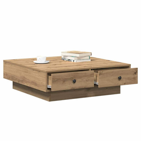 vidaXL Coffee Table Artisan oak Veneer, MDF 90 x 90 x 28 cm Storage