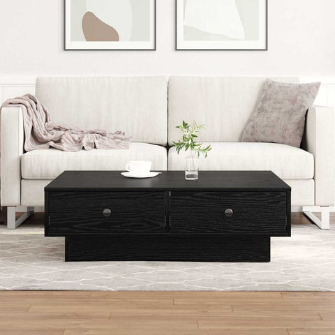 vidaXL Coffee Table Black oak Engineered wood 90 x 90 x 28 cm