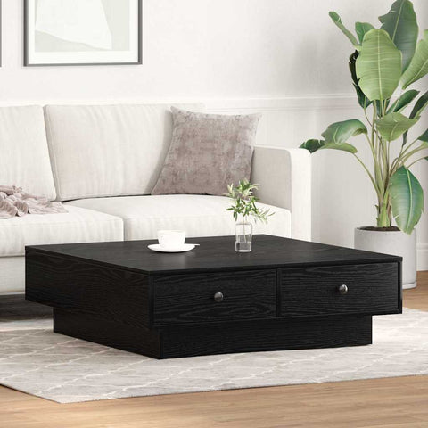 vidaXL Coffee Table Black oak Engineered wood 90 x 90 x 28 cm