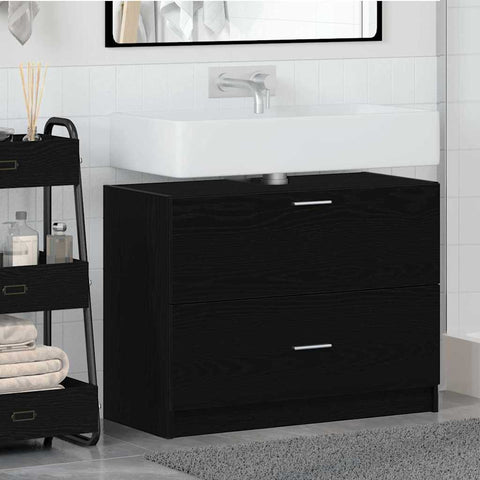 vidaXL Sink Cabinet Black Oak 78 x 37 x 59 cm Engineered wood
