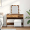 vidaXL Dressing Table with Mirror&LED Lights Old Wood Engineered Wood