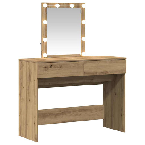 vidaXL Dressing Table with Mirror and LEDs Artisan Oak Engineered Wood